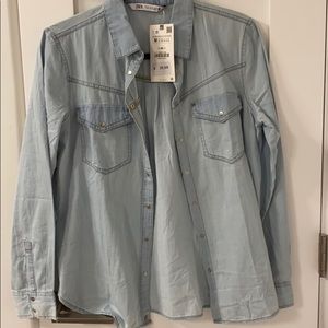 Zara faded denim top new this season with tags